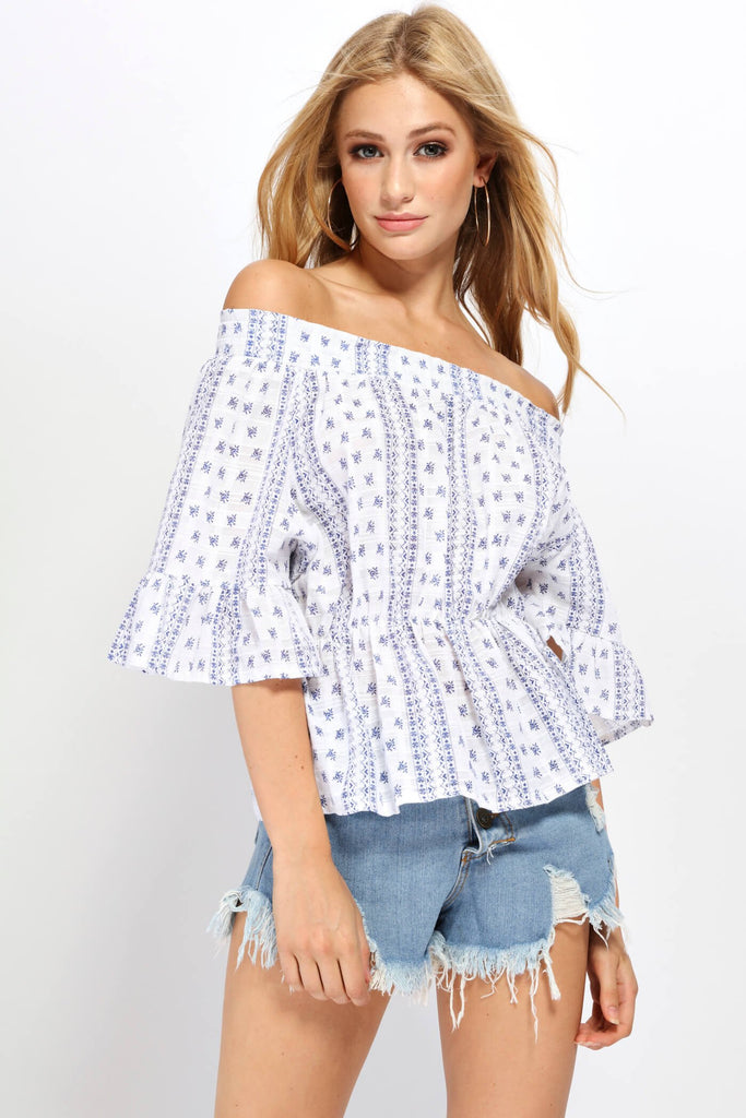 S17W-1000002927-BUE-S/M-woven-pattern-bardot-top-mid-blue-jl1164