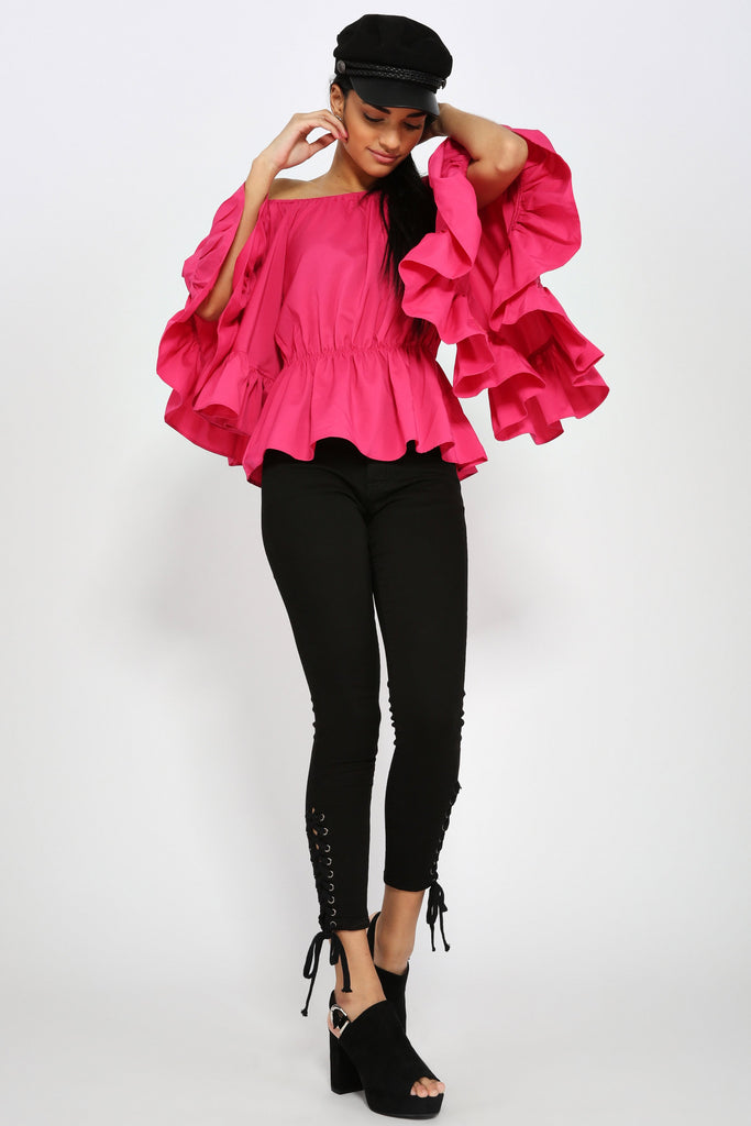 S17W-1000003138-PNK-S/M-off-shoulder-frill-gypsy-top-mid-pink-jl1289