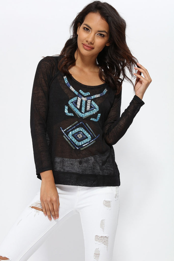 S17W-1000004548-BCK-S/M-long-sleeve-aztec-sequin-top-black-jl2133