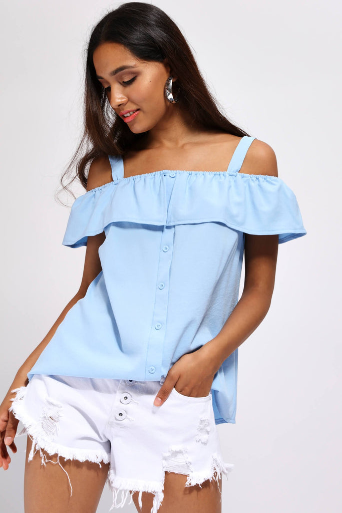S17W-1000005977-SUE-6-off-the-shoulder-front-button-top-light-blue-jl2750