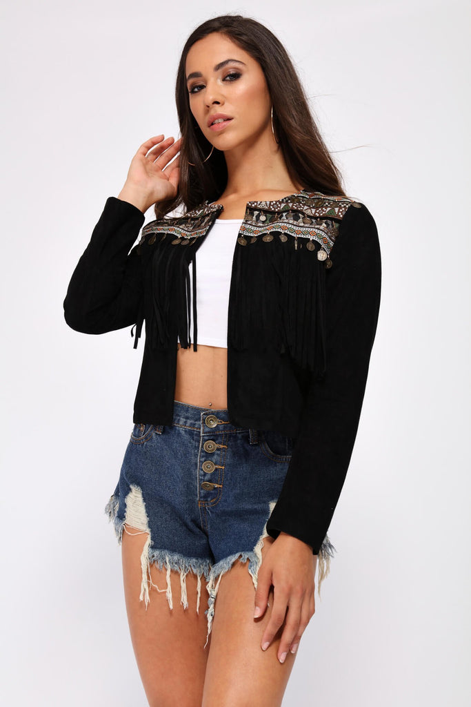 S17W-1100010507-BCK-XS-suede-aztec-tassel-cropped-jacket-black-jl4966