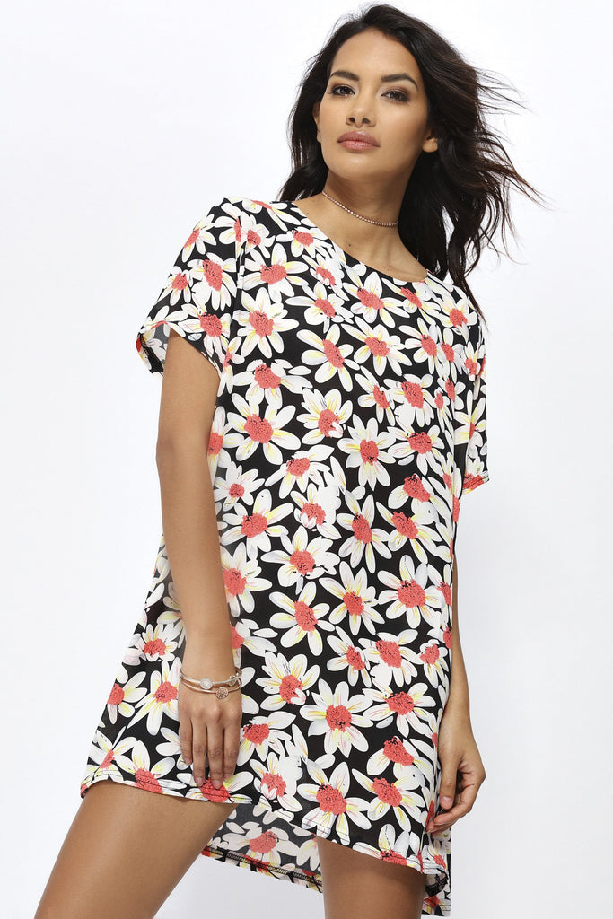 S17W-1300004642-BCK-S/M-daisy-print-tunic-dress-black-jl2172