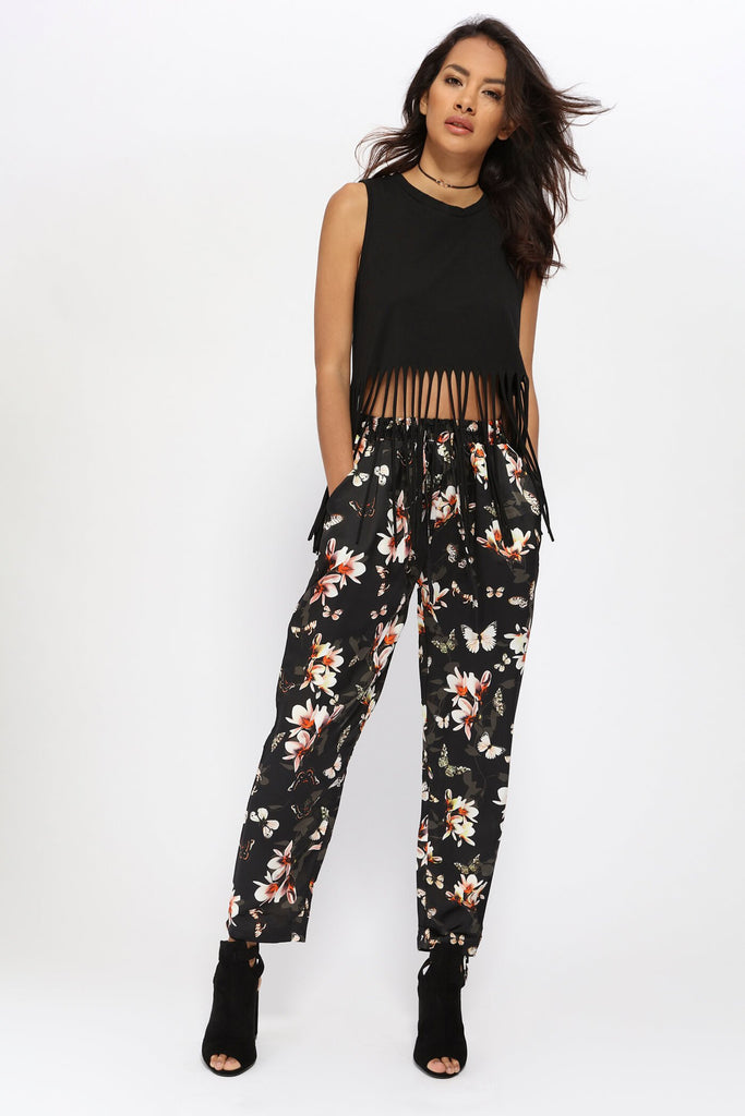 S17W-2000003165-BCK-S/M-butterfly-print-pant-black-jl1311