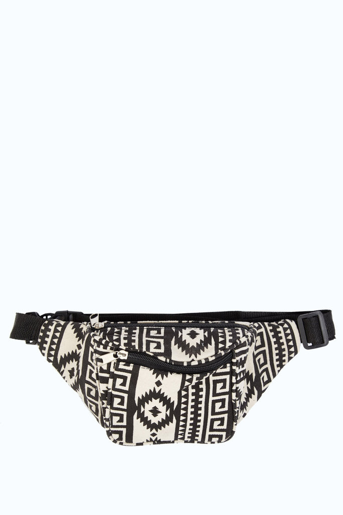 S17W-2200004493-BGE-OS-aztec-print-bum-bag-black-jl2092