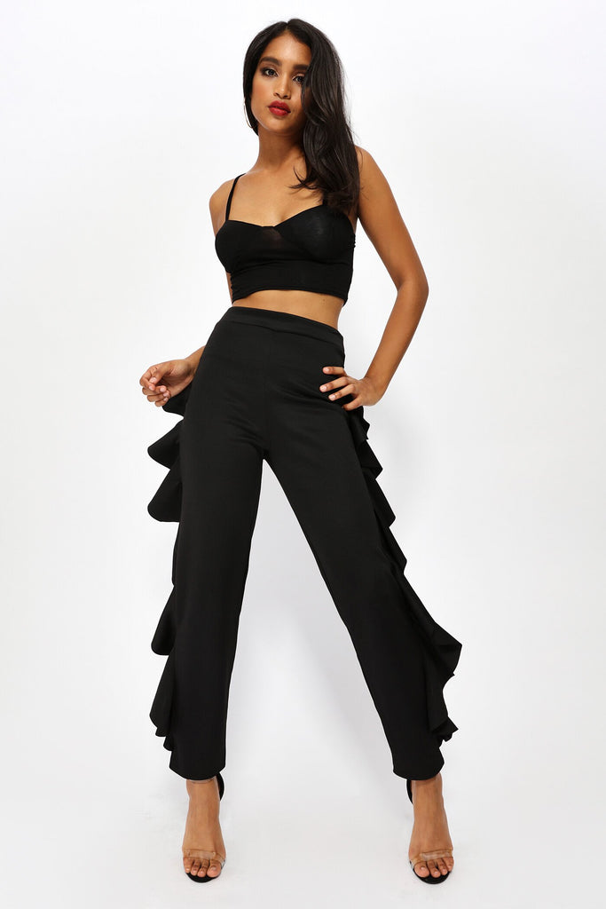 S17W-4100007140-BCK-6-frill-side-trousers-black-jl3273
