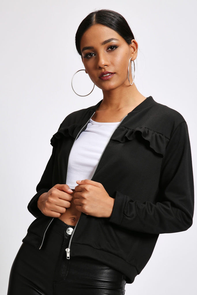 S17W-4300006726-BCK-6-frill-detail-bomber-jacket-black-jl3118
